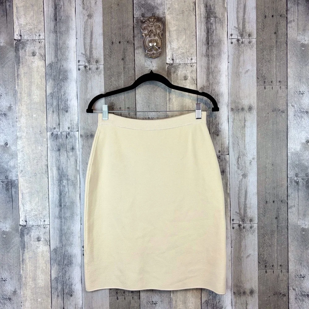 Johnathan Simkhai Knit Pencil Skirt in Cream Size Medium.